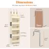 imageLifewit 1 Pack Over the Door Organizer 5 Shelf Clear Window Hanging Storage with 4 Mesh Side Pockets Anti Tilt 40 lbs Load Behind Door for Pantry Nursery Bathroom Bedroom Kitchen Dorm GreyBeige