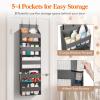 imageLifewit 1 Pack Over the Door Organizer 5 Shelf Clear Window Hanging Storage with 4 Mesh Side Pockets Anti Tilt 40 lbs Load Behind Door for Pantry Nursery Bathroom Bedroom Kitchen Dorm GreyGray