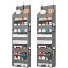 imageLifewit 1 Pack Over the Door Organizer 5 Shelf Clear Window Hanging Storage with 4 Mesh Side Pockets Anti Tilt 40 lbs Load Behind Door for Pantry Nursery Bathroom Bedroom Kitchen Dorm GreyGray
