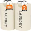 imageLifewit 100L 2Pack Large Laundry Basket Collapsible Laundry Hamper with Aluminum Handles Waterproof Freestanding Dirty Clothes Hampers for Laundry Room Bedroom Dorm Bathroom BlackWhite