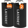 imageLifewit 100L 2Pack Large Laundry Basket Collapsible Laundry Hamper with Aluminum Handles Waterproof Freestanding Dirty Clothes Hampers for Laundry Room Bedroom Dorm Bathroom BlackBlack