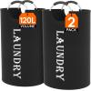imageLifewit 100L 2Pack Large Laundry Basket Collapsible Laundry Hamper with Aluminum Handles Waterproof Freestanding Dirty Clothes Hampers for Laundry Room Bedroom Dorm Bathroom BlackBlack