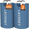 imageLifewit 100L 2Pack Large Laundry Basket Collapsible Laundry Hamper with Aluminum Handles Waterproof Freestanding Dirty Clothes Hampers for Laundry Room Bedroom Dorm Bathroom BlackBlue