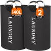imageLifewit 100L 2Pack Large Laundry Basket Collapsible Laundry Hamper with Aluminum Handles Waterproof Freestanding Dirty Clothes Hampers for Laundry Room Bedroom Dorm Bathroom BlackBlack
