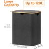 imageLifewit 100L Laundry Basket with Lid Clothes Hampers for Laundry with Bamboo Handles and A Removable Bag Large Foldable Laundry Hamper for Bedroom Bathroom Dorm Laundry Room GrayDark Gray
