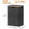 imageLifewit 100L Laundry Basket with Lid Clothes Hampers for Laundry with Bamboo Handles and A Removable Bag Large Foldable Laundry Hamper for Bedroom Bathroom Dorm Laundry Room GrayDark Gray