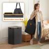 imageLifewit 100L Laundry Basket with Lid Clothes Hampers for Laundry with Bamboo Handles and A Removable Bag Large Foldable Laundry Hamper for Bedroom Bathroom Dorm Laundry Room GrayDark Gray