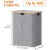 imageLifewit 100L Laundry Basket with Lid Clothes Hampers for Laundry with Bamboo Handles and A Removable Bag Large Foldable Laundry Hamper for Bedroom Bathroom Dorm Laundry Room GrayLight Gray