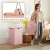 imageLifewit 100L Laundry Basket with Lid Clothes Hampers for Laundry with Bamboo Handles and A Removable Bag Large Foldable Laundry Hamper for Bedroom Bathroom Dorm Laundry Room GrayPink