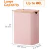 imageLifewit 100L Laundry Basket with Lid Clothes Hampers for Laundry with Bamboo Handles and A Removable Bag Large Foldable Laundry Hamper for Bedroom Bathroom Dorm Laundry Room GrayPink
