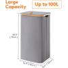 imageLifewit 100L Laundry Basket with Lid Clothes Hampers for Laundry with Bamboo Handles and A Removable Bag Large Foldable Laundry Hamper for Bedroom Bathroom Dorm Laundry Room GrayGray
