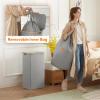 imageLifewit 100L Laundry Basket with Lid Clothes Hampers for Laundry with Bamboo Handles and A Removable Bag Large Foldable Laundry Hamper for Bedroom Bathroom Dorm Laundry Room GraySilver Grey