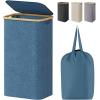 imageLifewit 100L Laundry Basket with Lid Clothes Hampers for Laundry with Bamboo Handles and A Removable Bag Large Foldable Laundry Hamper for Bedroom Bathroom Dorm Laundry Room GrayDark Blue