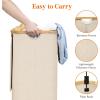 imageLifewit 100L Laundry Basket with Lid Clothes Hampers for Laundry with Bamboo Handles and A Removable Bag Large Foldable Laundry Hamper for Bedroom Bathroom Dorm Laundry Room GrayBeige