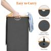 imageLifewit 100L Laundry Basket with Lid Clothes Hampers for Laundry with Bamboo Handles and A Removable Bag Large Foldable Laundry Hamper for Bedroom Bathroom Dorm Laundry Room GrayDark Gray