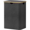imageLifewit 100L Laundry Basket with Lid Clothes Hampers for Laundry with Bamboo Handles and A Removable Bag Large Foldable Laundry Hamper for Bedroom Bathroom Dorm Laundry Room GrayDark Gray