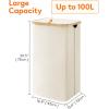 imageLifewit 100L Laundry Basket with Lid Clothes Hampers for Laundry with Bamboo Handles and A Removable Bag Large Foldable Laundry Hamper for Bedroom Bathroom Dorm Laundry Room GrayWhite