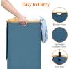imageLifewit 100L Laundry Basket with Lid Clothes Hampers for Laundry with Bamboo Handles and A Removable Bag Large Foldable Laundry Hamper for Bedroom Bathroom Dorm Laundry Room GrayDark Blue