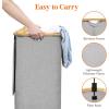 imageLifewit 100L Laundry Basket with Lid Clothes Hampers for Laundry with Bamboo Handles and A Removable Bag Large Foldable Laundry Hamper for Bedroom Bathroom Dorm Laundry Room GrayLight Gray