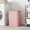 imageLifewit 100L Laundry Basket with Lid Clothes Hampers for Laundry with Bamboo Handles and A Removable Bag Large Foldable Laundry Hamper for Bedroom Bathroom Dorm Laundry Room GrayPink