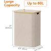imageLifewit 100L Laundry Basket with Lid Clothes Hampers for Laundry with Bamboo Handles and A Removable Bag Large Foldable Laundry Hamper for Bedroom Bathroom Dorm Laundry Room GrayBeige