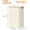 imageLifewit 100L Laundry Basket with Lid Clothes Hampers for Laundry with Bamboo Handles and A Removable Bag Large Foldable Laundry Hamper for Bedroom Bathroom Dorm Laundry Room GrayWhite