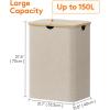 imageLifewit 100L Laundry Basket with Lid Clothes Hampers for Laundry with Bamboo Handles and A Removable Bag Large Foldable Laundry Hamper for Bedroom Bathroom Dorm Laundry Room GrayBeige