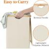 imageLifewit 100L Laundry Basket with Lid Clothes Hampers for Laundry with Bamboo Handles and A Removable Bag Large Foldable Laundry Hamper for Bedroom Bathroom Dorm Laundry Room GrayWhite