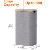 imageLifewit 100L Laundry Basket with Lid Clothes Hampers for Laundry with Bamboo Handles and A Removable Bag Large Foldable Laundry Hamper for Bedroom Bathroom Dorm Laundry Room GrayLight Gray