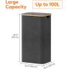 imageLifewit 100L Laundry Basket with Lid Clothes Hampers for Laundry with Bamboo Handles and A Removable Bag Large Foldable Laundry Hamper for Bedroom Bathroom Dorm Laundry Room GrayDark Gray