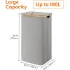 imageLifewit 100L Laundry Basket with Lid Clothes Hampers for Laundry with Bamboo Handles and A Removable Bag Large Foldable Laundry Hamper for Bedroom Bathroom Dorm Laundry Room GraySilver Grey