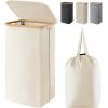 imageLifewit 100L Laundry Basket with Lid Clothes Hampers for Laundry with Bamboo Handles and A Removable Bag Large Foldable Laundry Hamper for Bedroom Bathroom Dorm Laundry Room GrayWhite