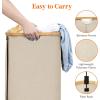 imageLifewit 100L Laundry Basket with Lid Clothes Hampers for Laundry with Bamboo Handles and A Removable Bag Large Foldable Laundry Hamper for Bedroom Bathroom Dorm Laundry Room GrayBeige