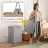 imageLifewit 100L Laundry Basket with Lid Clothes Hampers for Laundry with Bamboo Handles and A Removable Bag Large Foldable Laundry Hamper for Bedroom Bathroom Dorm Laundry Room GraySilver Grey