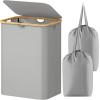 imageLifewit 100L Laundry Basket with Lid Clothes Hampers for Laundry with Bamboo Handles and A Removable Bag Large Foldable Laundry Hamper for Bedroom Bathroom Dorm Laundry Room GraySilver Grey