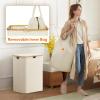 imageLifewit 100L Laundry Basket with Lid Clothes Hampers for Laundry with Bamboo Handles and A Removable Bag Large Foldable Laundry Hamper for Bedroom Bathroom Dorm Laundry Room GrayWhite