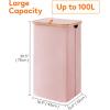 imageLifewit 100L Laundry Basket with Lid Clothes Hampers for Laundry with Bamboo Handles and A Removable Bag Large Foldable Laundry Hamper for Bedroom Bathroom Dorm Laundry Room GrayPink