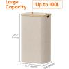 imageLifewit 100L Laundry Basket with Lid Clothes Hampers for Laundry with Bamboo Handles and A Removable Bag Large Foldable Laundry Hamper for Bedroom Bathroom Dorm Laundry Room GrayBeige