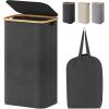 imageLifewit 100L Laundry Basket with Lid Clothes Hampers for Laundry with Bamboo Handles and A Removable Bag Large Foldable Laundry Hamper for Bedroom Bathroom Dorm Laundry Room GrayDark Gray