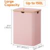 imageLifewit 100L Laundry Basket with Lid Clothes Hampers for Laundry with Bamboo Handles and A Removable Bag Large Foldable Laundry Hamper for Bedroom Bathroom Dorm Laundry Room GrayPink