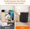 imageLifewit 120L Double Laundry Hamper with Lid Large Dual Laundry Basket Removable Bags 2 Sections Aesthetic Clothes Hampers for Laundry with Bamboo Handles for Bedroom Bathroom Dorm BlackBlack