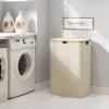 imageLifewit 120L Double Laundry Hamper with Lid Large Dual Laundry Basket Removable Bags 2 Sections Aesthetic Clothes Hampers for Laundry with Bamboo Handles for Bedroom Bathroom Dorm BlackBeige
