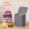 imageLifewit 120L Double Laundry Hamper with Lid Large Dual Laundry Basket Removable Bags 2 Sections Aesthetic Clothes Hampers for Laundry with Bamboo Handles for Bedroom Bathroom Dorm BlackGrey