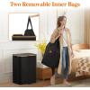 imageLifewit 120L Double Laundry Hamper with Lid Large Dual Laundry Basket Removable Bags 2 Sections Aesthetic Clothes Hampers for Laundry with Bamboo Handles for Bedroom Bathroom Dorm BlackBlack