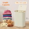 imageLifewit 120L Double Laundry Hamper with Lid Large Dual Laundry Basket Removable Bags 2 Sections Aesthetic Clothes Hampers for Laundry with Bamboo Handles for Bedroom Bathroom Dorm BlackBeige
