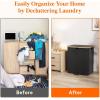 imageLifewit 120L Double Laundry Hamper with Lid Large Dual Laundry Basket Removable Bags 2 Sections Aesthetic Clothes Hampers for Laundry with Bamboo Handles for Bedroom Bathroom Dorm BlackBlack
