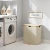 imageLifewit 120L Double Laundry Hamper with Lid Large Dual Laundry Basket Removable Bags 2 Sections Aesthetic Clothes Hampers for Laundry with Bamboo Handles for Bedroom Bathroom Dorm BlackBeige