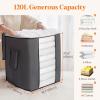 imageLifewit 120L Extra Large Blanket Storage Bags Foldable Comforter Storage with Reinforced Handles Clothes Storage Containers for King Comforter Bedding Pillow Sheet Storage Bin with Lids 3 Pack3