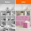 imageLifewit 13 Inch Cube Storage Bins Storage Cubes Foldable Medium Decorative Fabric Storage Baskets for Organizing Home Organizers with Handles for Shelves Closet Set of 8 36L GreyPink