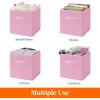 imageLifewit 13 Inch Cube Storage Bins Storage Cubes Foldable Medium Decorative Fabric Storage Baskets for Organizing Home Organizers with Handles for Shelves Closet Set of 8 36L GreyPink